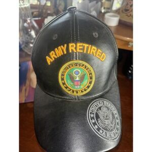 U.S. Army  Retired Embroidered Black PU Leather baseball cap new adjustable